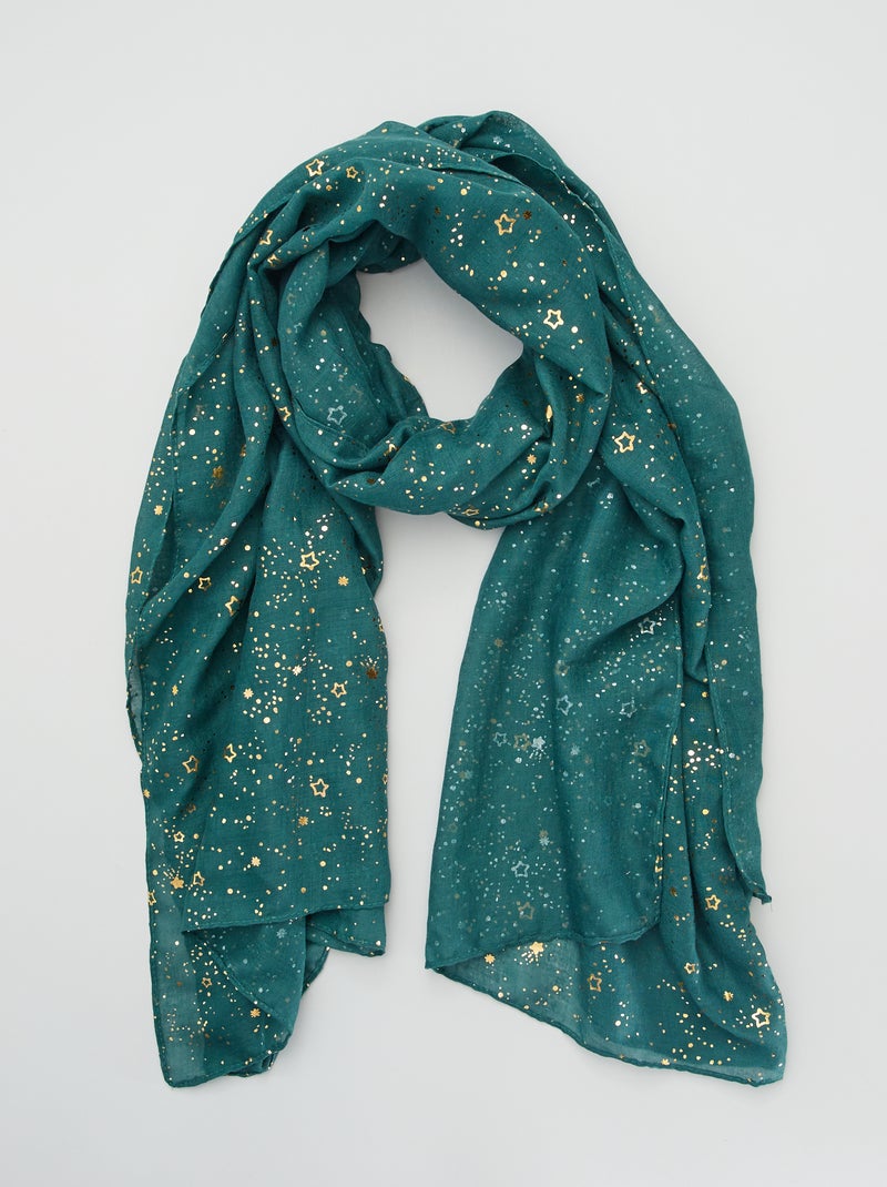 Foulard en voile imprimé étoile Vert - Kiabi