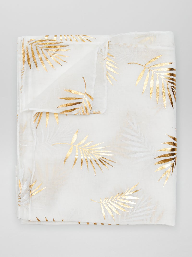 Foulard imprimé doré Blanc - Kiabi