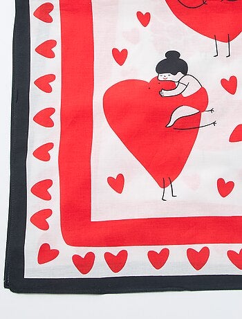 Foulard imprimé fantaisie (100x100 cm) 'Agathe Sorlet x Kiabi' - Saint-Valentin