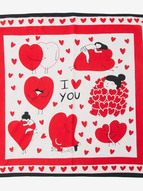 Foulard imprimé fantaisie (100x100 cm)  'Agathe Sorlet x Kiabi' - Saint-Valentin - Kiabi