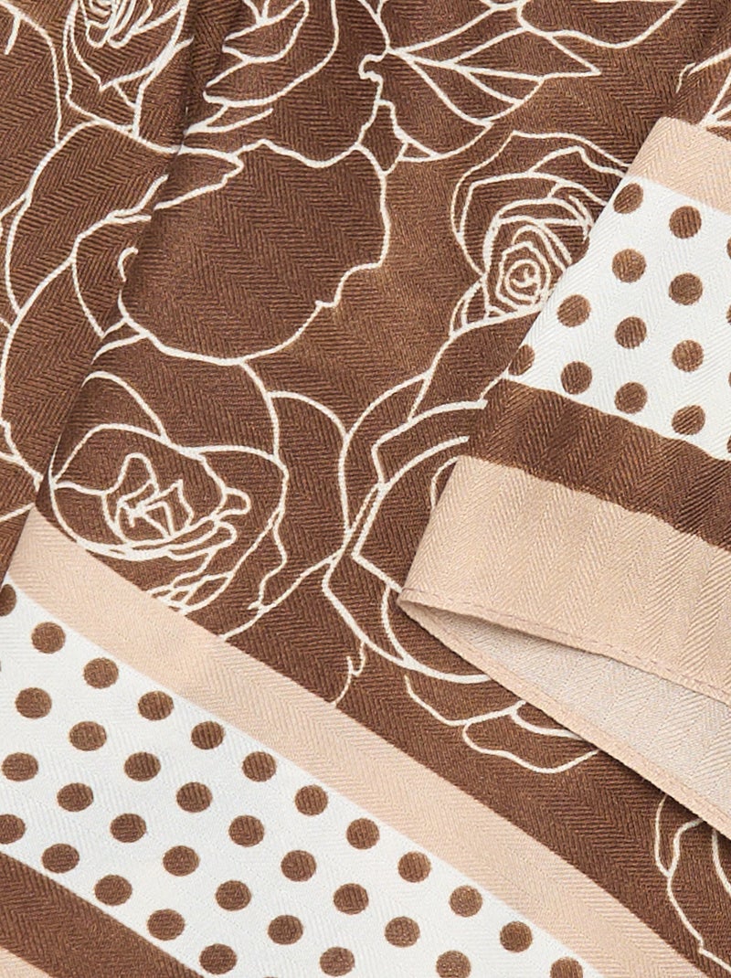 Foulard imprimé 'roses' et 'poids' Marron /Marron moyen - Kiabi
