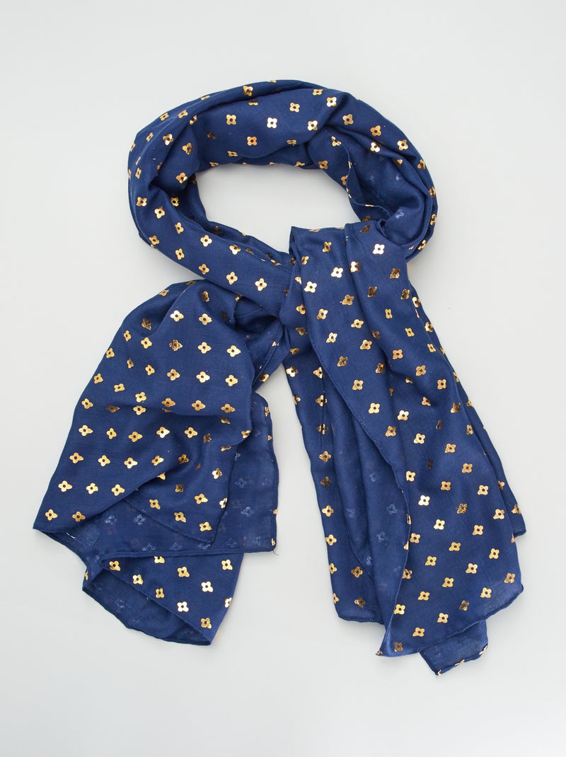 Foulard motif doré Bleu - Kiabi