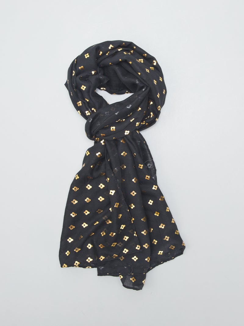 Foulard motif doré Noir - Kiabi