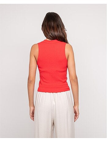 Foxie mouwloze gebreide polo top