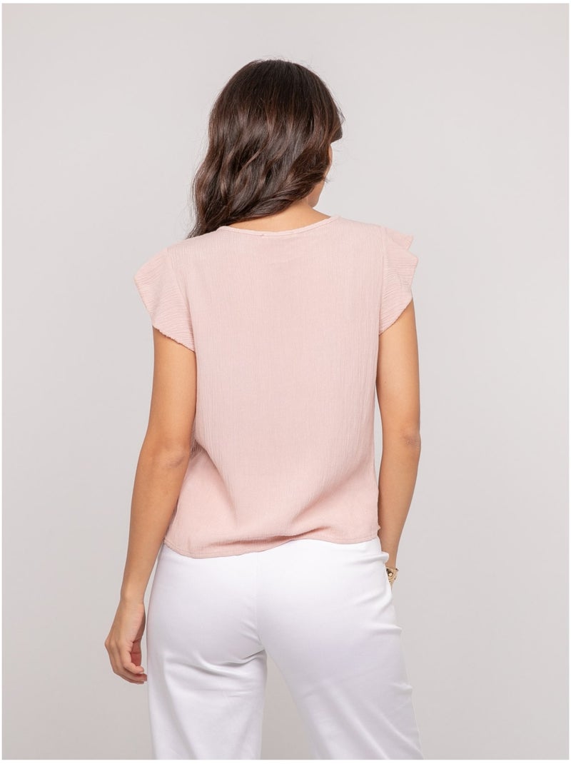 Fremy top met korte mouwen en ruches Roze - Kiabi