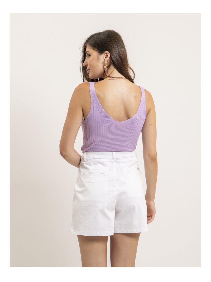 Fujia lurex geribbelde tanktop Paars - Kiabi