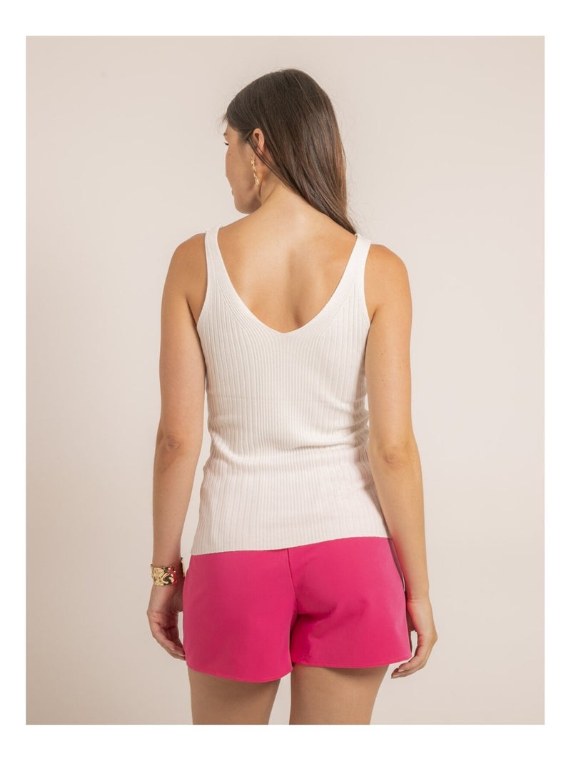 Fujia lurex geribbelde tanktop Wit - Kiabi