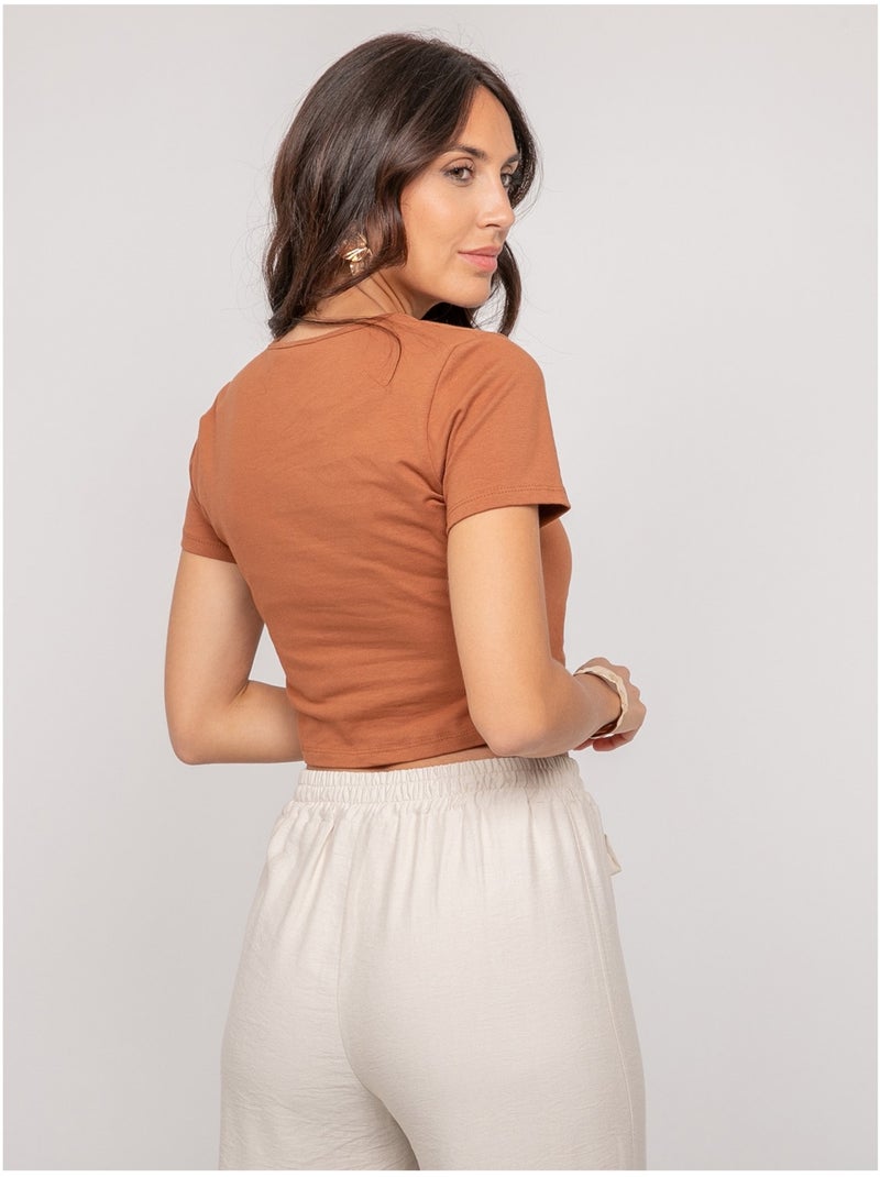 Fukiano sieraden detail t-shirt Bruin - Kiabi