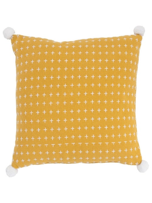 Future Home - Coussin à pompons en polycoton 40x40cm - Kiabi Future Home - Coussin à pompons en polycoton 40x40cm - Kiabi