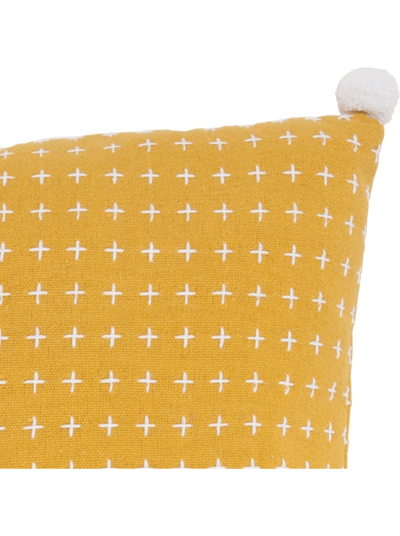Future Home - Coussin à pompons en polycoton 40x40cm Jaune moutarde - Kiabi