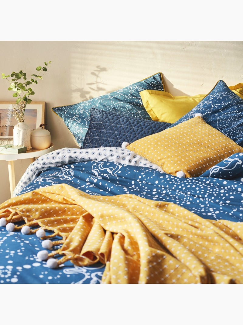 Future Home - Coussin à pompons en polycoton 40x40cm Jaune moutarde - Kiabi