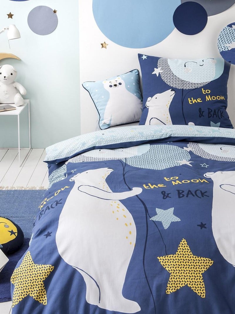 Future Home - Coussin enfant imprimé en coton 40x40cm Bleu - Kiabi