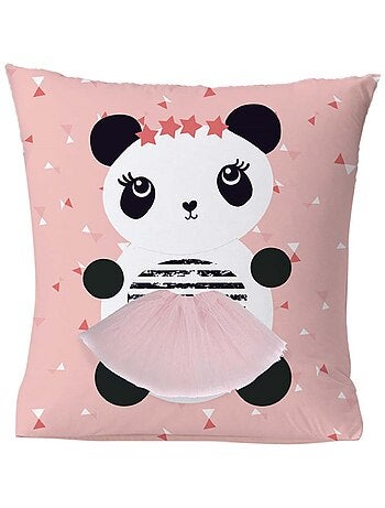 Future home - coussin enfant imprimé panda en coton 40x40cm
