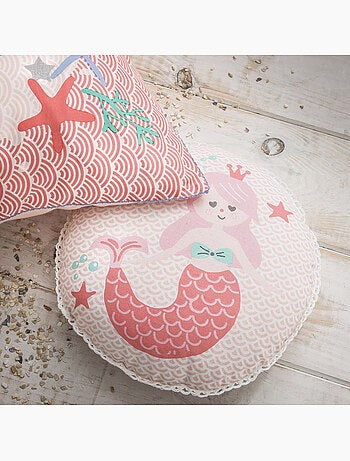 Future Home - Coussin enfant imprimé sirène en coton 30x30cm