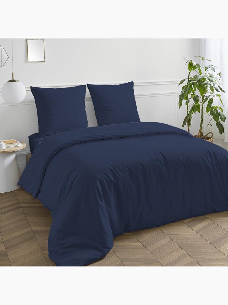 Future Home - Drap housse en coton 57 fils uni bonnet 25cm Bleu - Kiabi