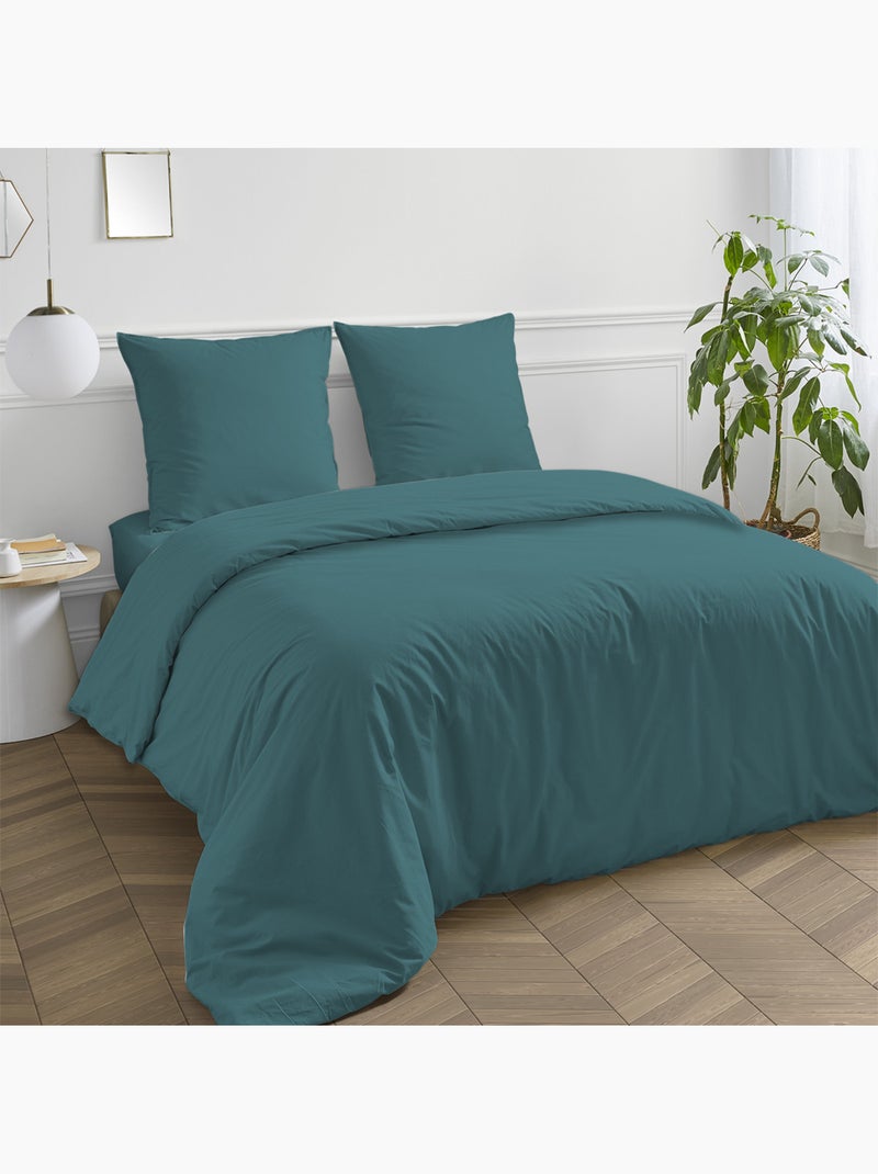 Future Home - Drap housse en coton 57 fils uni bonnet 25cm Bleu canard - Kiabi