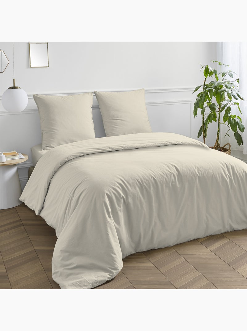Future Home - Drap housse en coton 57 fils uni bonnet 25cm Ivoire - Kiabi