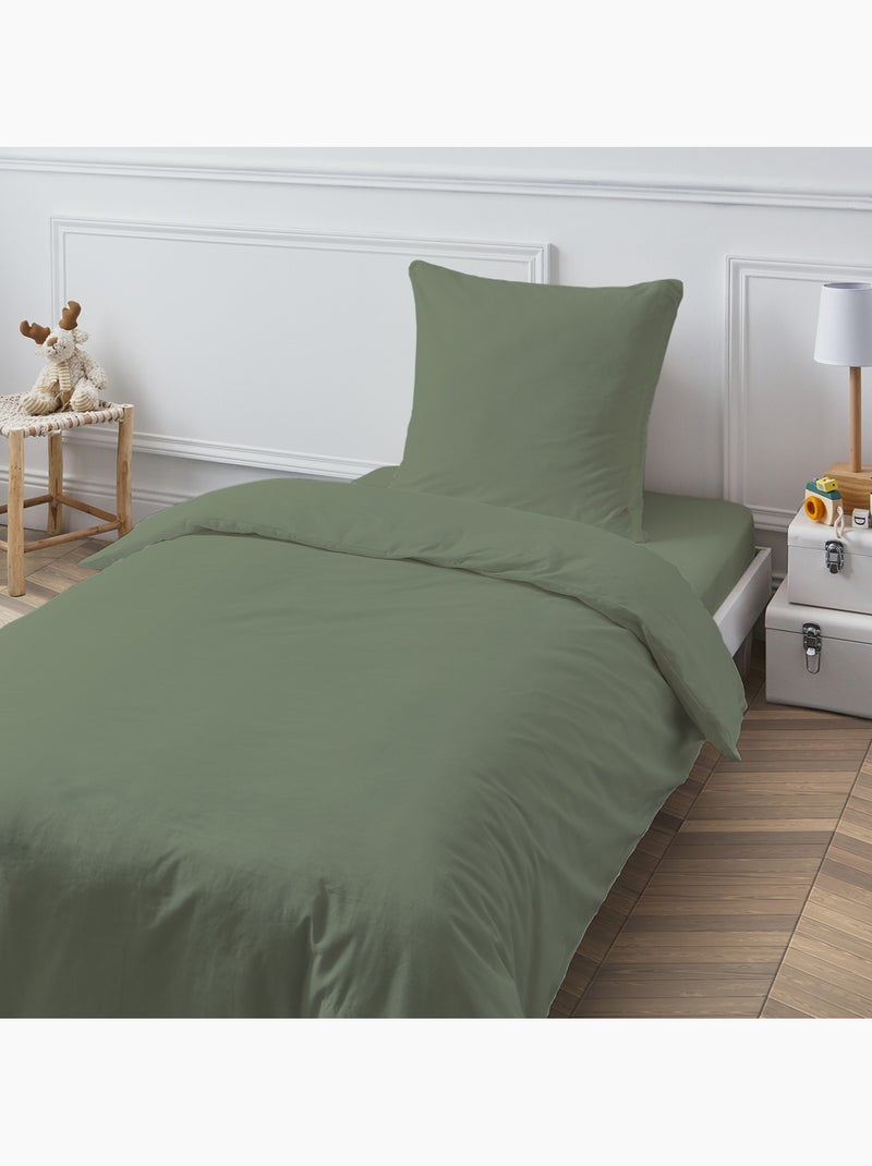 Future Home - Drap housse en coton 57 fils uni bonnet 25cm Vert Sauge - Kiabi