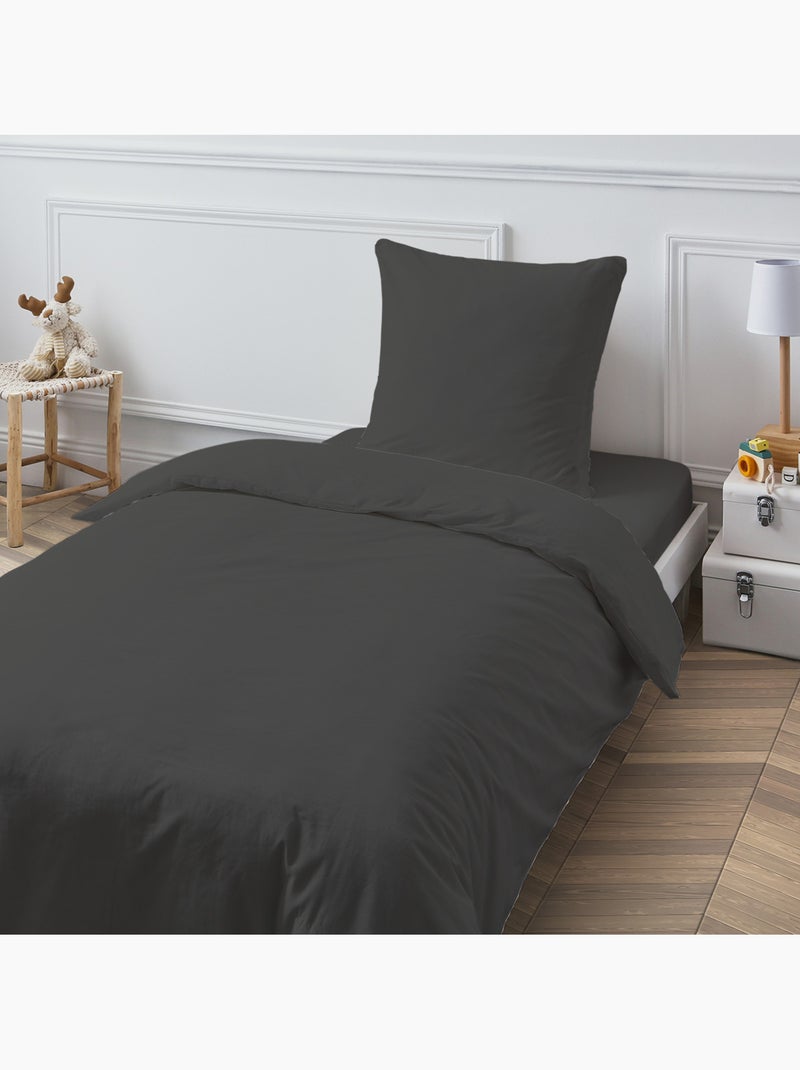 Future Home - Drap housse en coton 57 fils uni Gris foncé - Kiabi