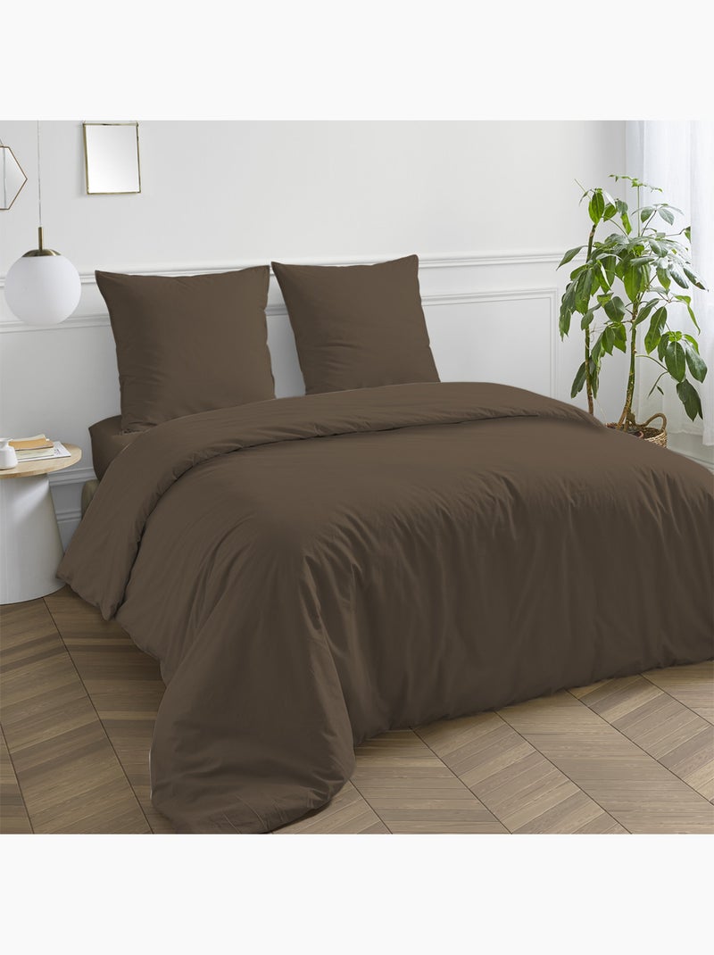 Future home - housse de couette en coton 57 fils unie Taupe - Kiabi