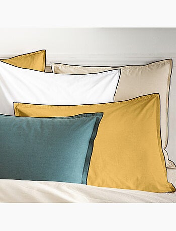 Future Home - Lot de 2 taies d'oreiller unies en coton finition bourdon