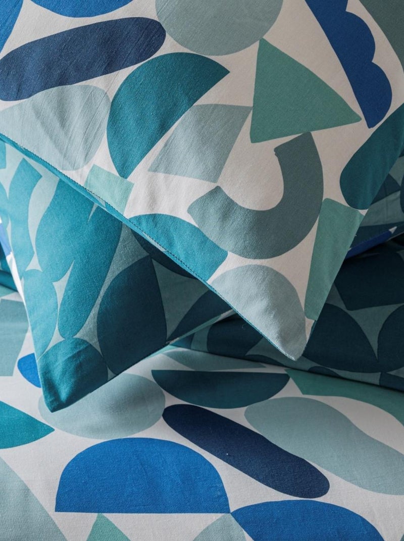 Future Home - Parure de lit 2 personnes à motif géométrique réversible Bleu - Kiabi
