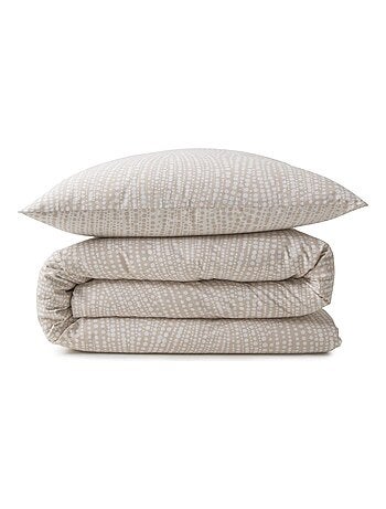 Future Home - Parure de lit 2 personnes en coton 57 fils imprimé beige