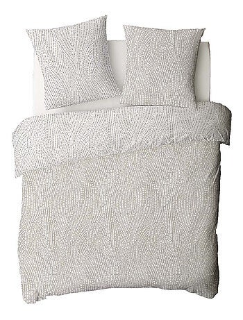 Future Home - Parure de lit 2 personnes en coton 57 fils imprimé beige