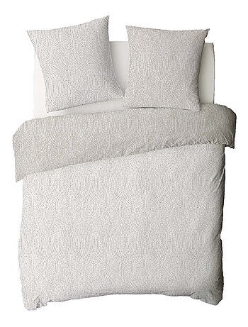 Future Home - Parure de lit 2 personnes en coton 57 fils imprimé beige