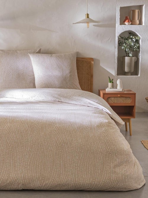 Future Home - Parure de lit 2 personnes en coton 57 fils imprimé beige - Kiabi Future Home - Parure de lit 2 personnes en coton 57 fils imprimé beige - Kiabi