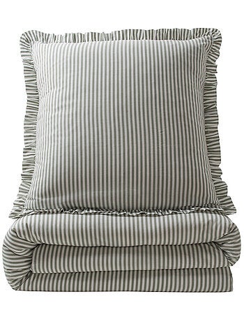 Future Home - Parure de lit 2 personnes en coton 57 fils imprimé blanc