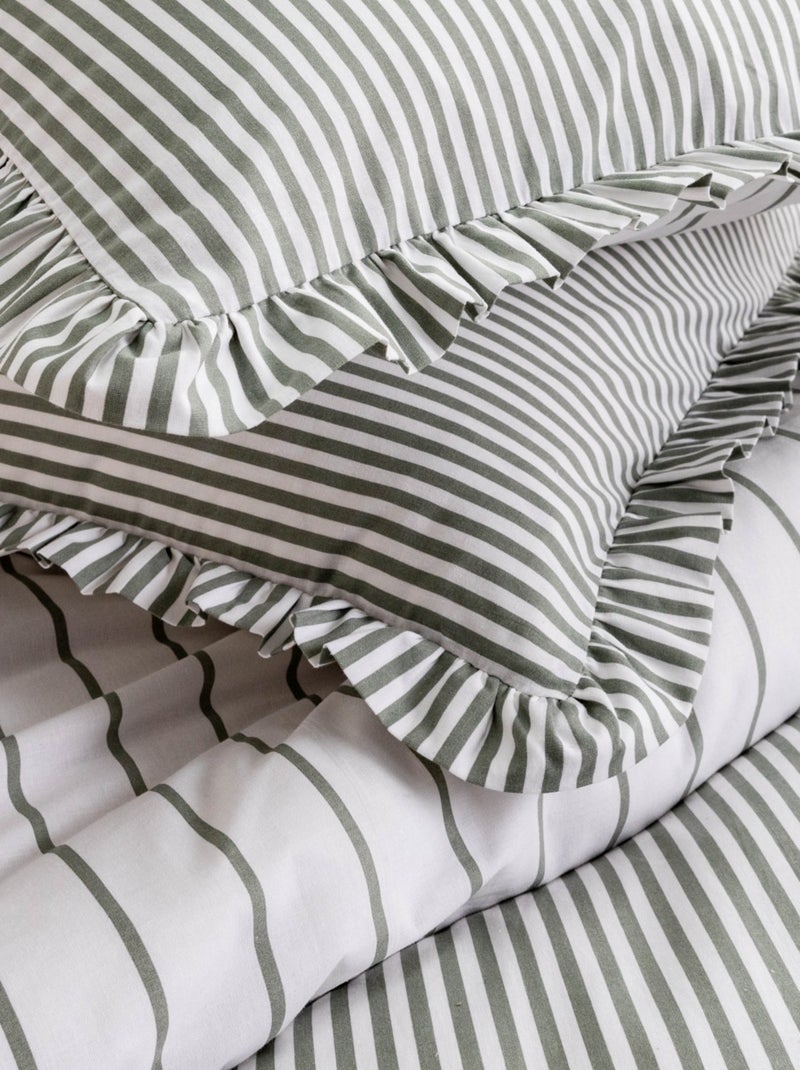 Future Home - Parure de lit 2 personnes en coton 57 fils imprimé blanc Vert - Kiabi