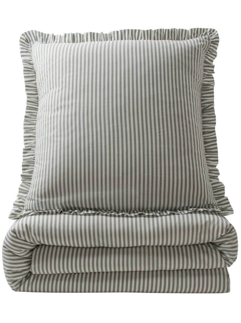 Future Home - Parure de lit 2 personnes en coton 57 fils imprimé blanc Vert - Kiabi