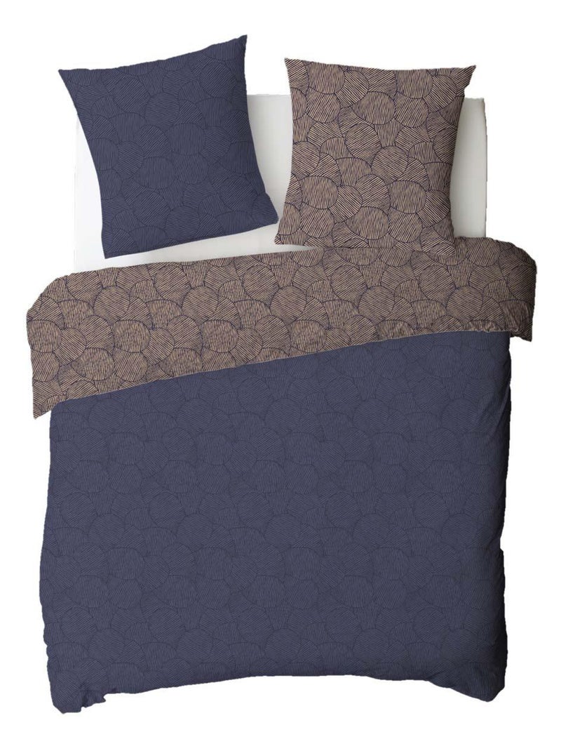 Future Home - Parure de lit 2 personnes en coton 57 fils imprimé bleu Bleu - Kiabi