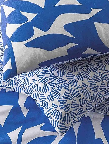 Future Home - Parure de lit 2 personnes en coton 57 fils imprimé bleu