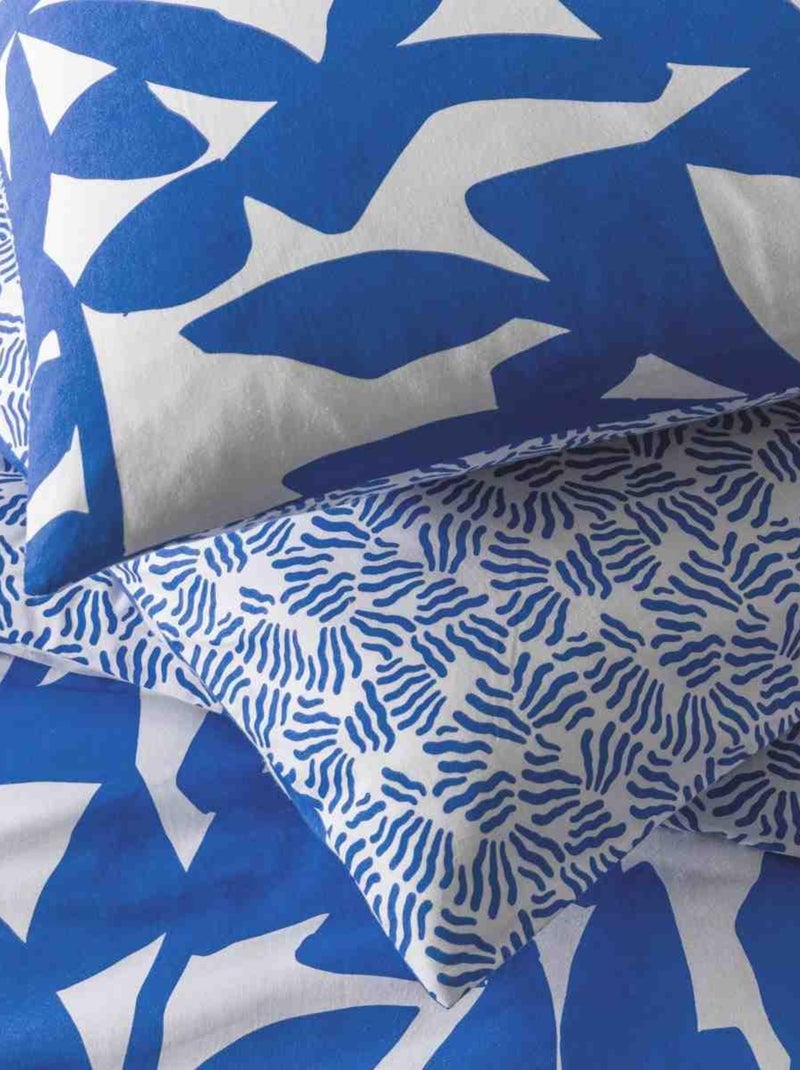 Future Home - Parure de lit 2 personnes en coton 57 fils imprimé bleu Bleu - Kiabi
