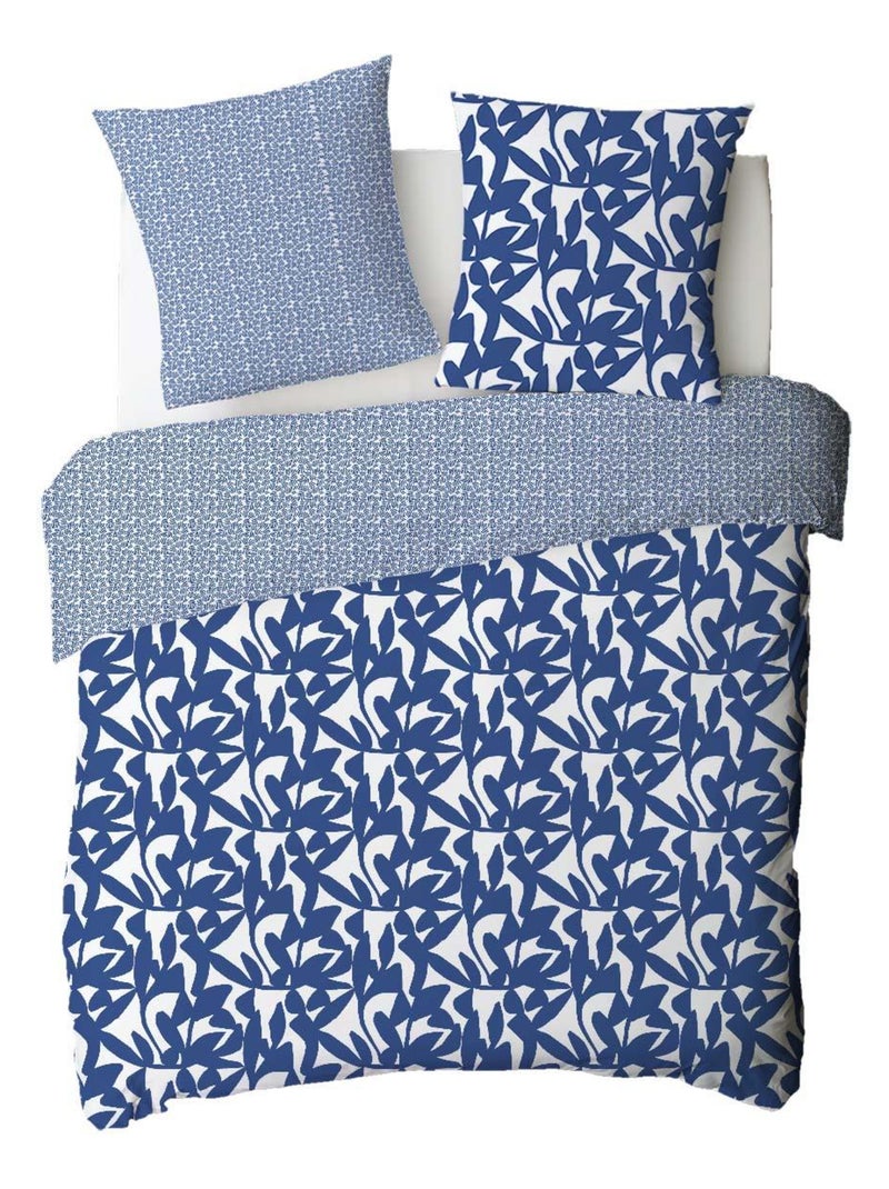 Future Home - Parure de lit 2 personnes en coton 57 fils imprimé bleu Bleu - Kiabi