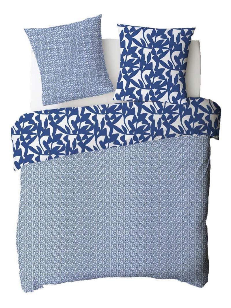 Future Home - Parure de lit 2 personnes en coton 57 fils imprimé bleu Bleu - Kiabi