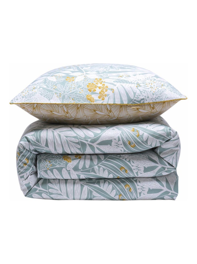 Future Home - Parure de lit 2 personnes en coton 57 fils imprimé bleu Jaune - Kiabi