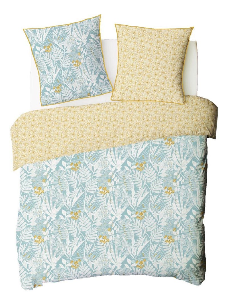 Future Home - Parure de lit 2 personnes en coton 57 fils imprimé bleu Jaune - Kiabi