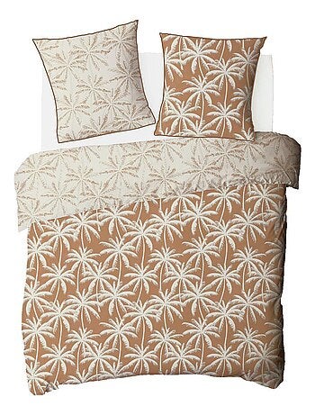 Future Home - Parure de lit 2 personnes en coton 57 fils imprimé camel