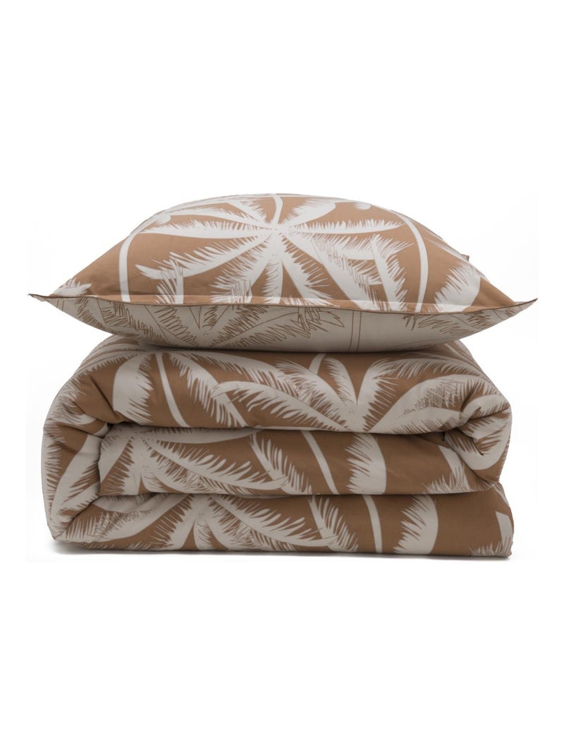 Future Home - Parure de lit 2 personnes en coton 57 fils imprimé camel Marron - Kiabi