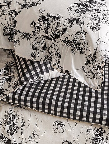 Future Home - Parure de lit 2 personnes en coton 57 fils imprimé ecru