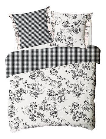 Future Home - Parure de lit 2 personnes en coton 57 fils imprimé ecru