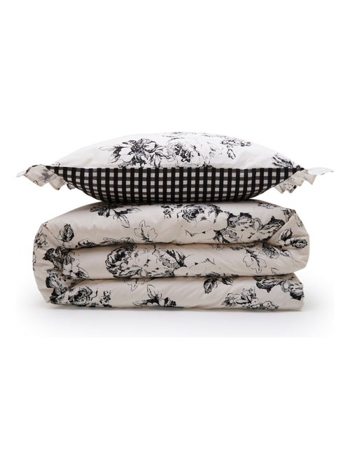 Future Home - Parure de lit 2 personnes en coton 57 fils imprimé ecru - Kiabi Future Home - Parure de lit 2 personnes en coton 57 fils imprimé ecru - Kiabi