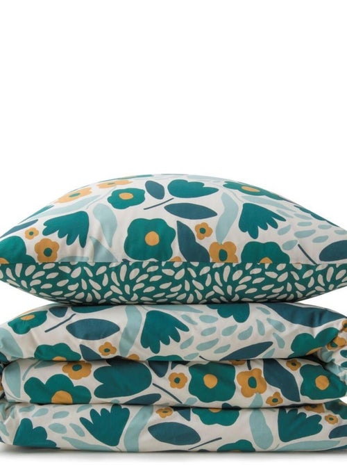 Future Home - Parure de lit 2 personnes en coton 57 fils imprimé vert - Kiabi Future Home - Parure de lit 2 personnes en coton 57 fils imprimé vert - Kiabi
