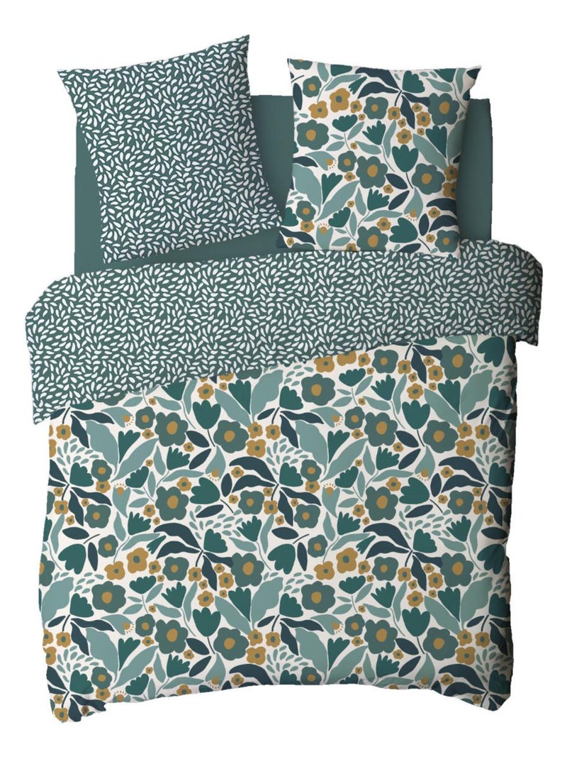 Future Home - Parure de lit 2 personnes en coton 57 fils imprimé vert Vert - Kiabi