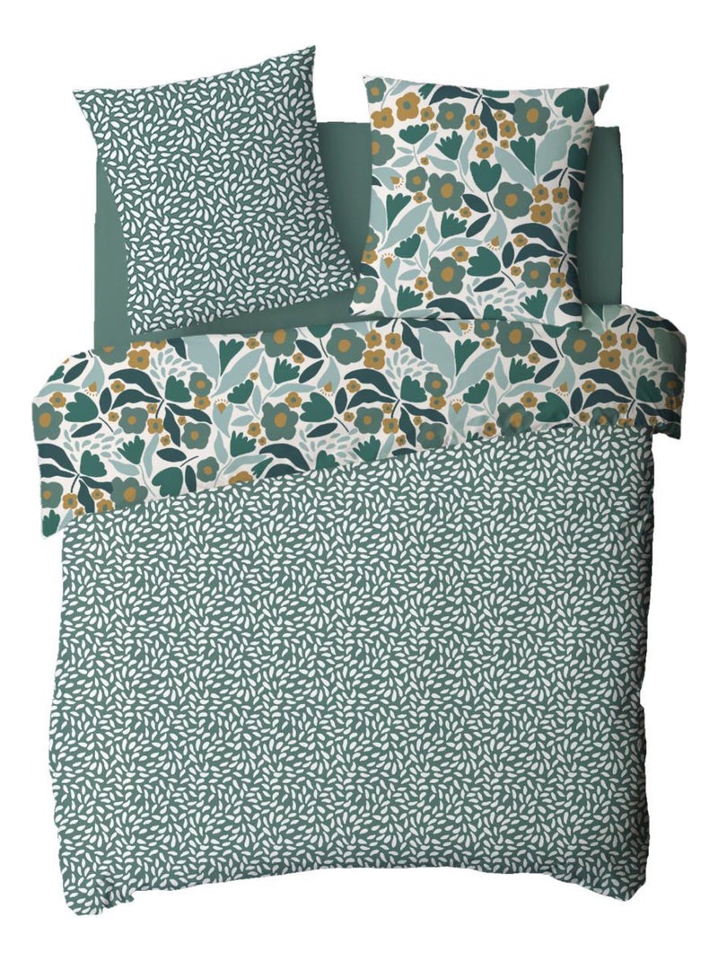 Future Home - Parure de lit 2 personnes en coton 57 fils imprimé vert Vert - Kiabi