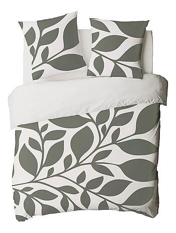 Future Home - Parure de lit 2 personnes en coton 57 fils imprimé vert