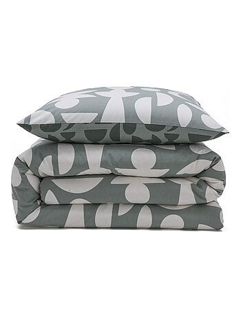 Future Home - Parure de lit 2 personnes en coton 57 fils imprimé vert